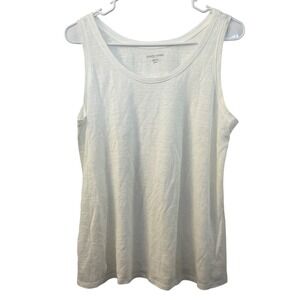 Eileen Fisher Petite Medium White 100% Organic Linen Scoop Neck Tank Top PM